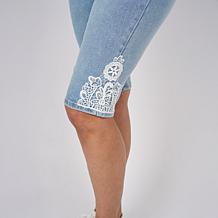 DG2 by Diane Gilman Legacy Stretch Lace Detail Pull-On Bermuda Shorts