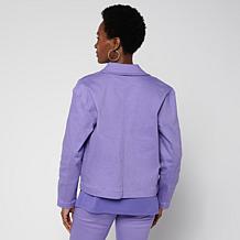 DG2 by Diane Gilman Legacy Stretch Rhinestone Pocket Zip Up Jacket