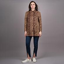 DG2 by Diane Gilman Leopard Print Faux Suede Car Coat