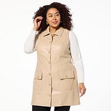 DG2 by Diane Gilman Long Faux Leather Vest