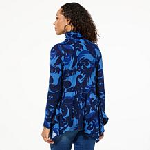 DG2 by Diane Gilman Long-Sleeve Handkerchief Hem Turtleneck Top