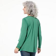 DG2 by Diane Gilman Long-Sleeve Pleated Peplum Easy Top