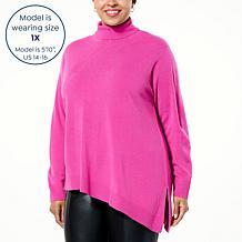 DG2 by Diane Gilman Lux Touch Asymmetric Hem Turtleneck Sweater