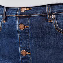 DG2 by Diane Gilman Lux Touch Denim Pull-On Buttoned A-Line Skirt