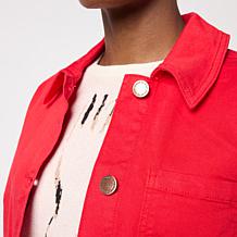 DG2 by Diane Gilman Luxe Touch Denim Patch Pocket Utility Jacket