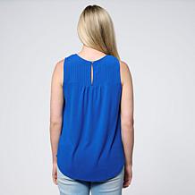 DG2 by Diane Gilman Metallic Embroidered Mixed Media Tank