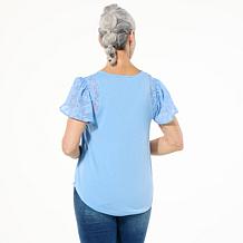 DG2 by
Diane Gilman Mixed Media Flutter Sleeve Knit Top