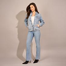 DG2 by Diane Gilman New Classic Stretch Crystal Trimmed Denim Jacket