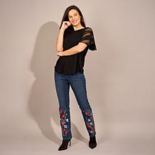 DG2 by Diane Gilman New Classic Stretch Denim 3D Embellished Jean