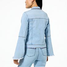 DG2 by Diane Gilman New Classic Stretch Denim Embroidered Jean Jacket