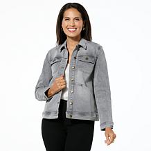 DG2 by Diane Gilman New Classic Stretch Denim Embroidered Jean Jacket