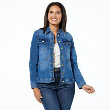 DG2 by Diane Gilman New Classic Stretch Denim Embroidered Jean Jacket