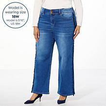 DG2 by Diane Gilman New Classic Stretch Denim Frayed Wide-Leg Jean