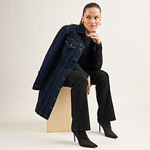 DG2 by Diane Gilman New Classic Stretch Denim Longline Car Coat