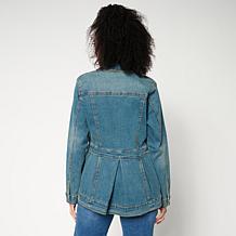 DG2 by Diane Gilman New Classic Stretch Denim Peplum Waterfall Jacket