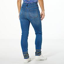 DG2 by Diane Gilman New Classic Stretch Denim Sequin Hem Skinny Jean