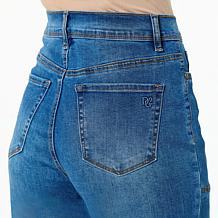 DG2 by Diane Gilman New Classic Stretch Denim Side Snap Wide-Leg Jean