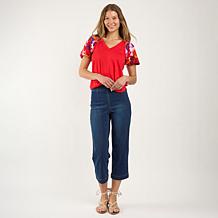 DG2 by Diane Gilman New Classic Stretch Denim Straight Leg Crop Jean