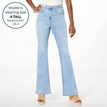 DG2 by Diane Gilman New Classic Stretch Denim Tab Waistband Flare Jean