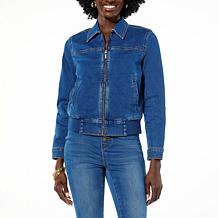 DG2 by Diane Gilman New Classic Stretch Denim Zip-Up Jacket
