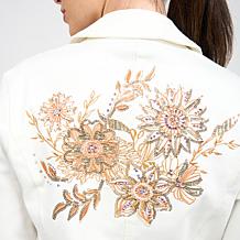 DG2 by Diane Gilman New Classic Stretch Embellished Denim Blazer