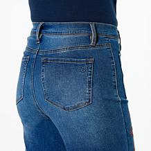 DG2 by Diane Gilman New Classic Stretch Embroidered Crop Wide-Leg Jean