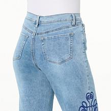 DG2 by Diane Gilman New Classic Stretch Embroidered Wide-Leg Jean