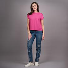 DG2 by Diane Gilman New Classic Stretch Heart Patch Straight-Leg Jean