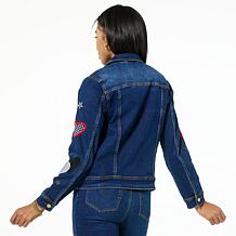 DG2 by Diane Gilman New Classic Stretch Legacy Heart Denim Jacket