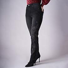 DG2 by Diane Gilman New Classic Stretch Rose-Embroidered Ankle Jean