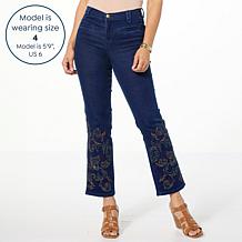 DG2 by Diane Gilman New Classic Stretch Straight-Leg Embroidered Jean