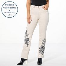 DG2 by Diane Gilman New Classic Stretch Straight-Leg Embroidered Jean