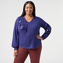 DG2 by Diane Gilman Paillette Embellished Top