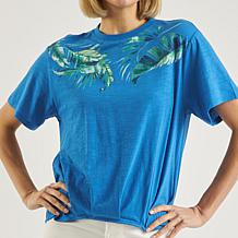 DG2 by Diane Gilman Placed Print Hi-Low Hem Slub Knit Top