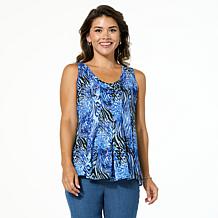 DG2 by Diane Gilman Pleated Mixed Media Hi-low Tank