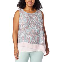 DG2 by Diane Gilman Printed Asymmetric Easy Tank