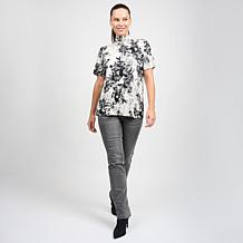 DG2 by Diane Gilman Printed Dolman Sleeve Turtleneck Top