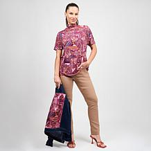DG2 by Diane Gilman Printed Dolman Sleeve Turtleneck Top