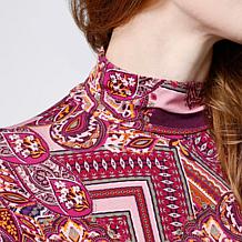 DG2 by Diane Gilman Printed Dolman Sleeve Turtleneck Top