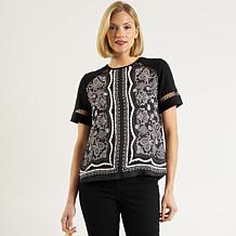 DG2 by Diane Gilman Printed Mixed Media Top