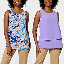 DG2 by Diane Gilman Print/Solid 2-pack Easy Tank