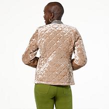 DG2 by Diane Gilman Quilted Velvet Crystal Detail Jacket