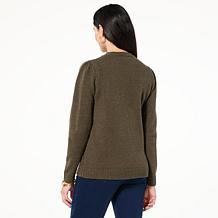 DG2 by Diane Gilman Rhinestone Embellished Cable Knit Sweater