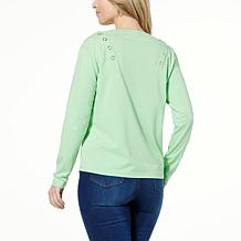 DG2 by Diane Gilman Snapped Cold Shoulder Knit Top