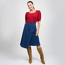 DG2 by Diane Gilman SoftEase Knit Puff-Sleeve Sweater