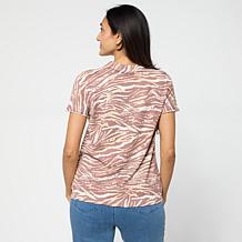 DG2 by Diane Gilman SoftEase Short-Sleeve Printed Sweater