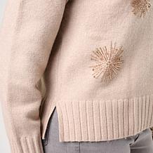 DG2 by Diane Gilman Starburst Embellished Crew Neck Sweater
