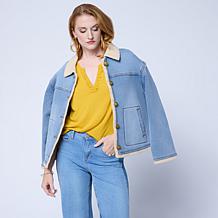 DG2 by Diane Gilman Stretch Denim & Sherpa Jacket
