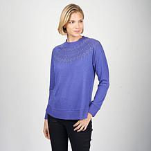 DG2 by Diane Gilman Studded Fairisle Pullover Sweater