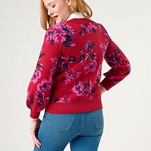 DG2 by Diane Gilman V-Neck Jacquard Pullover